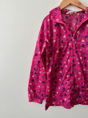 Lands' End Kids Hot Pink Polka Dot Hooded Raincoat